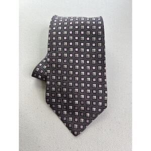 Piattelli Platinum Purple/Black Geometric Pattern 100% Silk Made in USA Tie NWOT